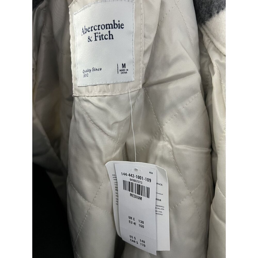 Abercrombie & fitch Oversized Jacket Women M Black White Buffalo Plaid Shacket - Picture 8 of 9